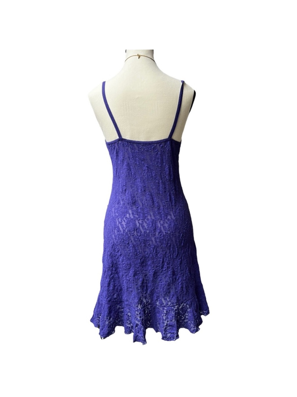 Hanky Panky Floral Purple Mini Slip Dress Size Large Lace Fairy Y2K Ruffle - Picture 3 of 11